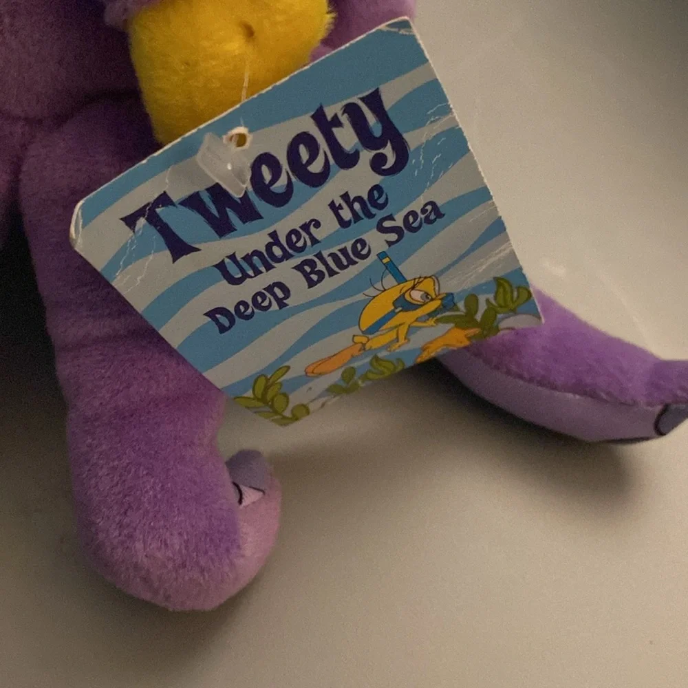 8" x 9" Warner Bros Looney Tunes Tweety Bird Purple Octopus / Monster Plush - Picture 3 of 4